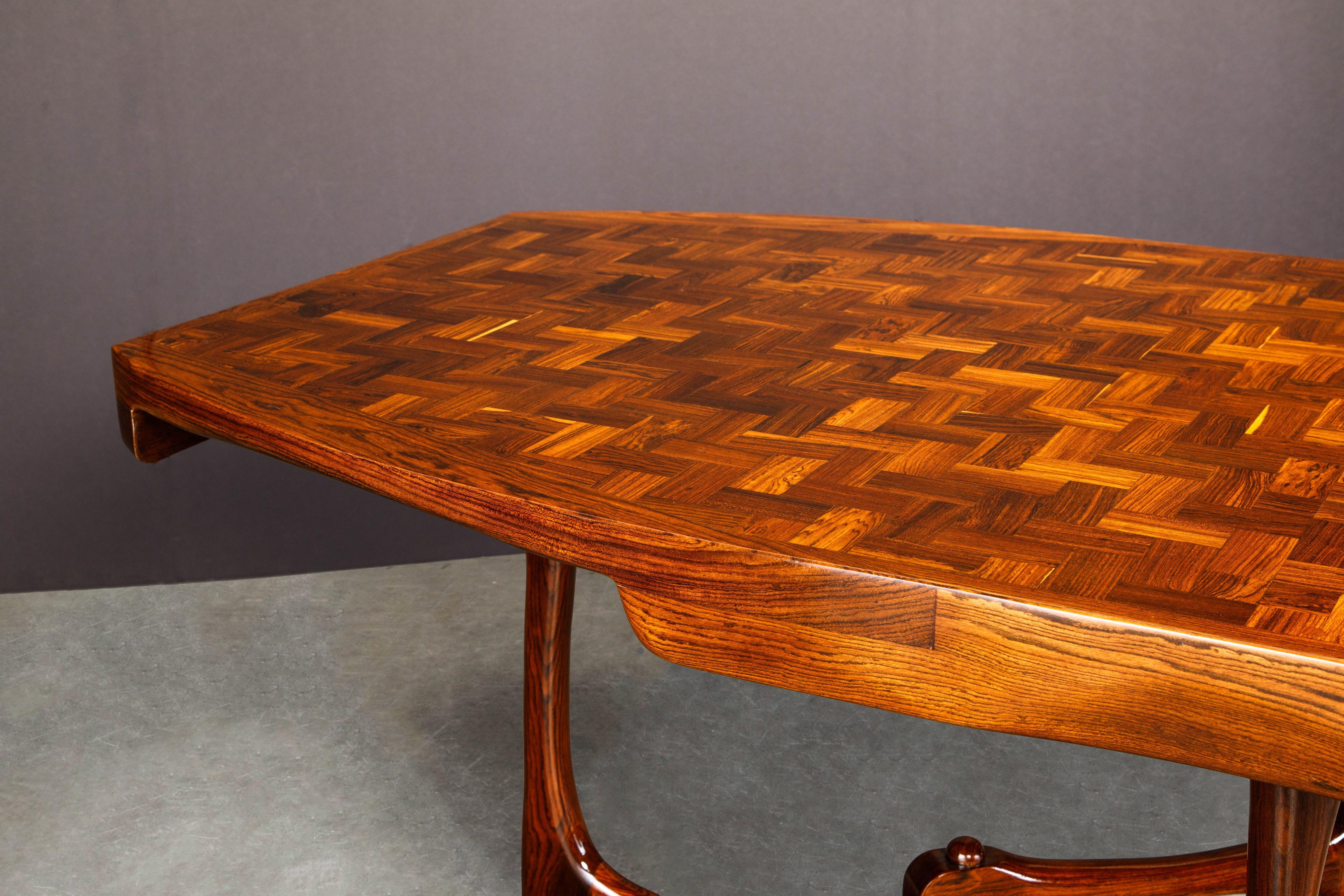 Rare Exotic Cocobolo Rosewood Dining Table by Don Shoemaker for Senal, Signed In Excellent Condition In Los Angeles, CA