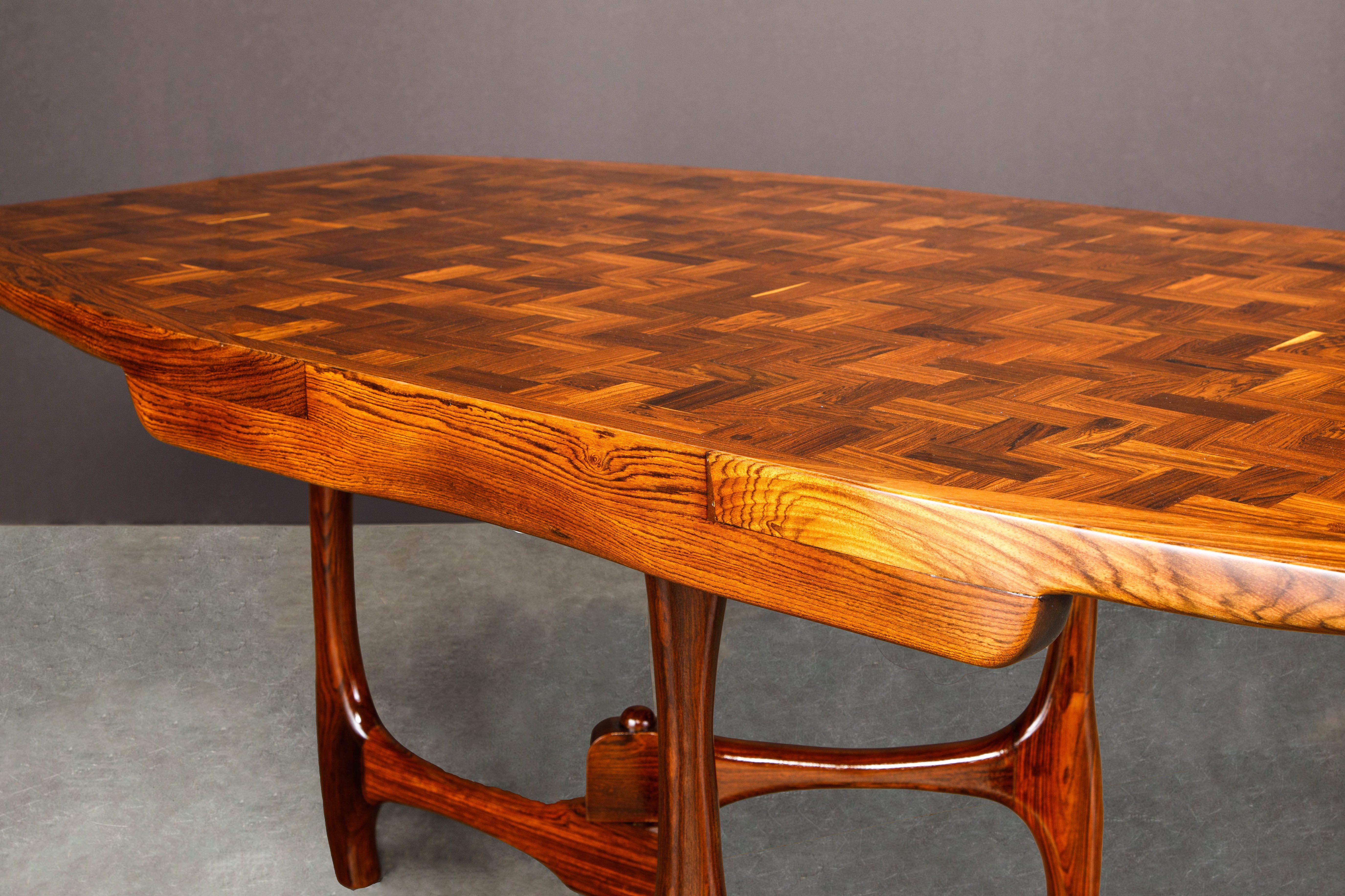 Mid-20th Century Rare Exotic Cocobolo Rosewood Dining Table by Don Shoemaker for Senal, Signed