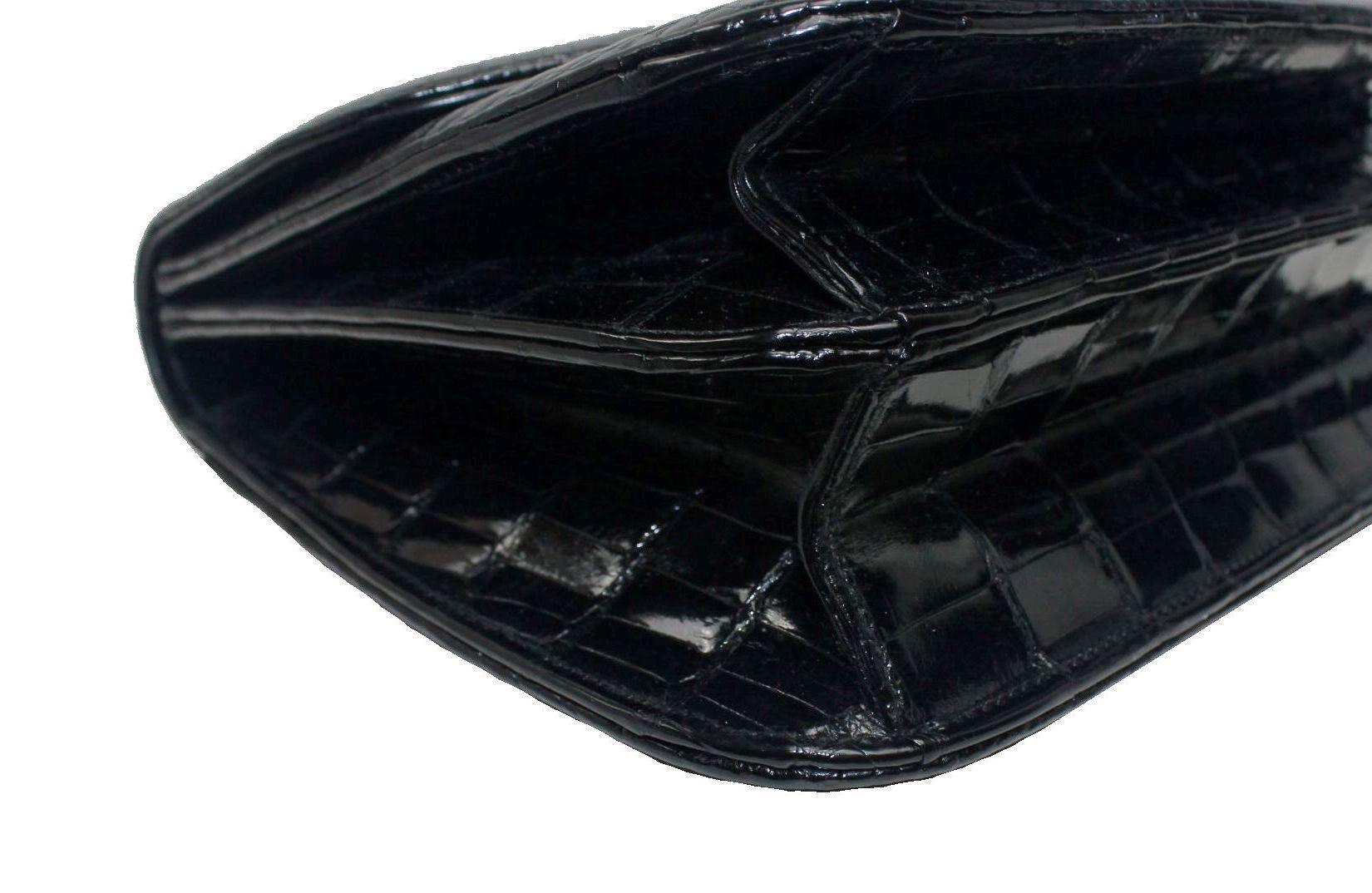 Black Rare Exotic GUCCI Vintage Lucite Alligator Skin Top Handle Bag