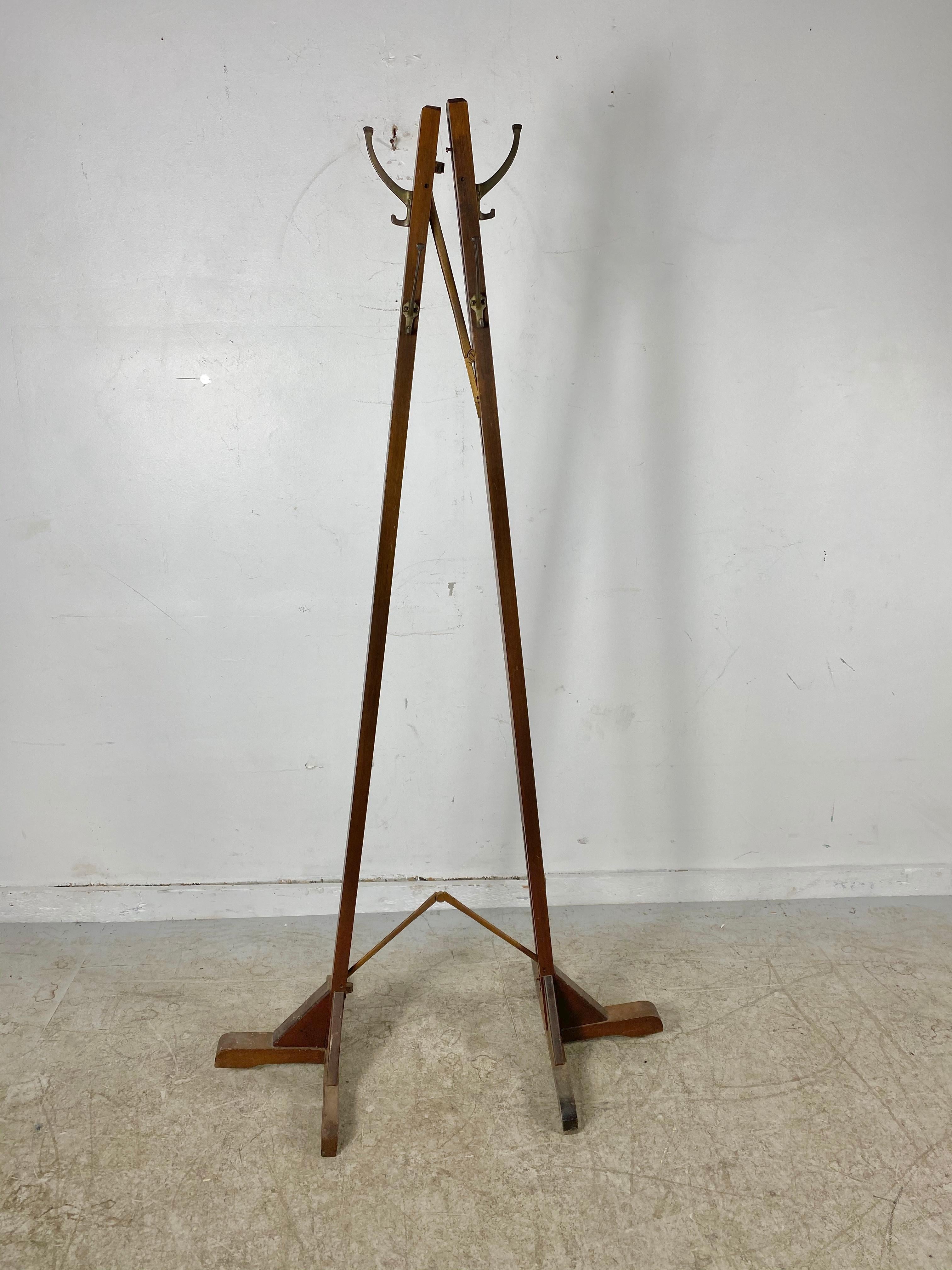 American Rare Expanding Arts & Crafts Free Standing Coat Tree or Stand