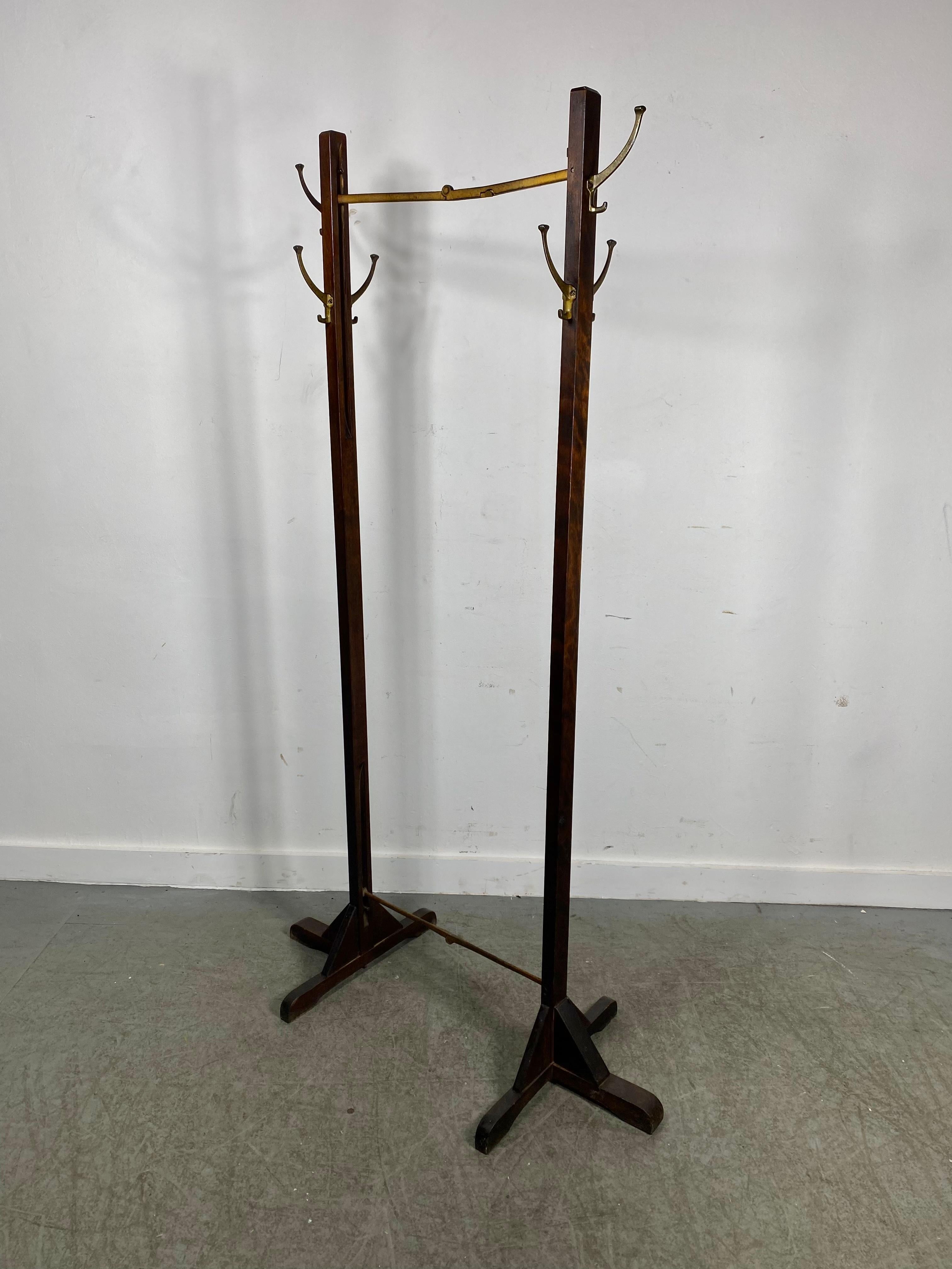 Cast Rare Expanding Arts & Crafts Free Standing Coat Tree or Stand For Sale