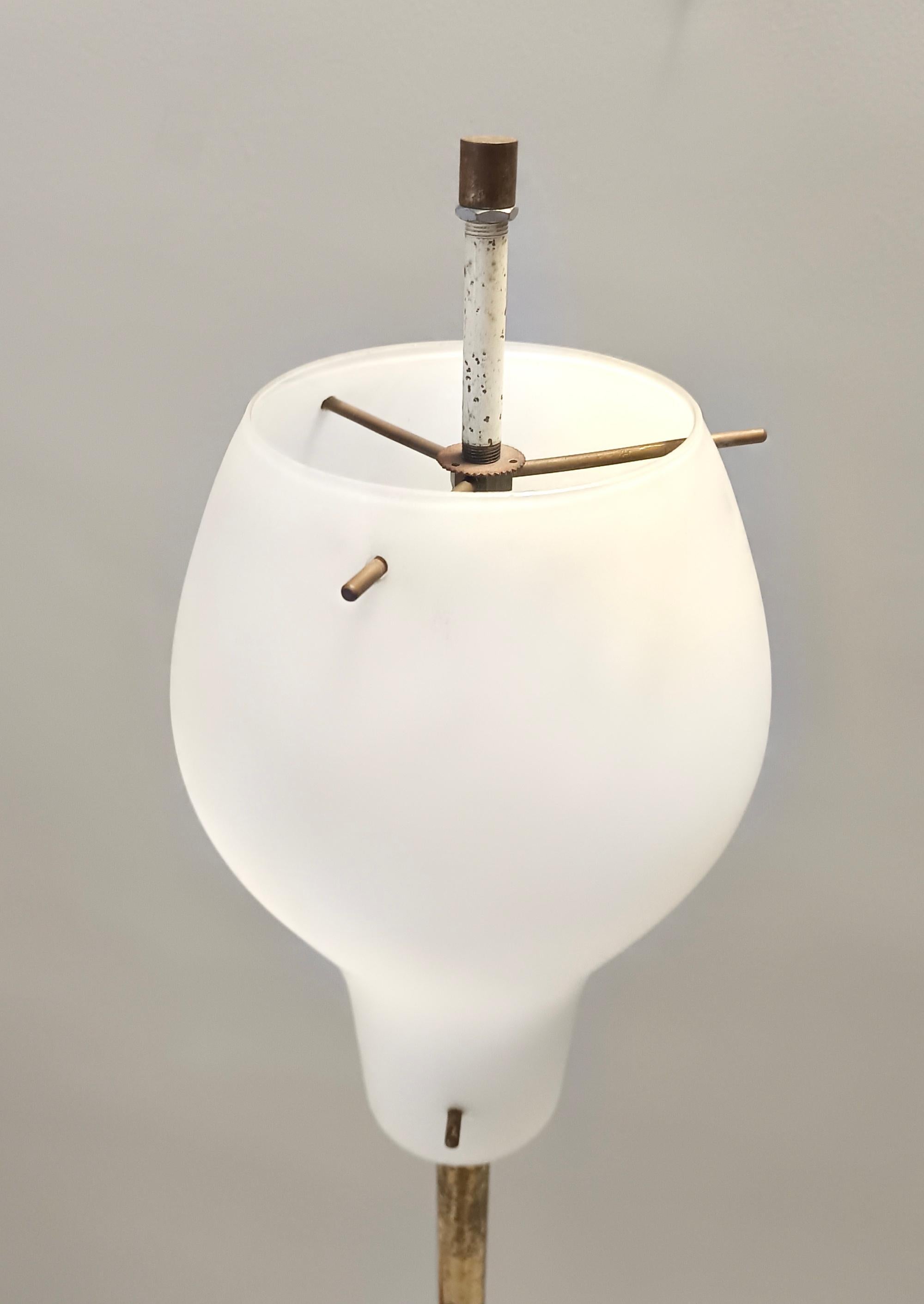 Rare Experimental Brass, Aluminum, and Glass Floor Lamp by Arredoluce, Italy For Sale 3