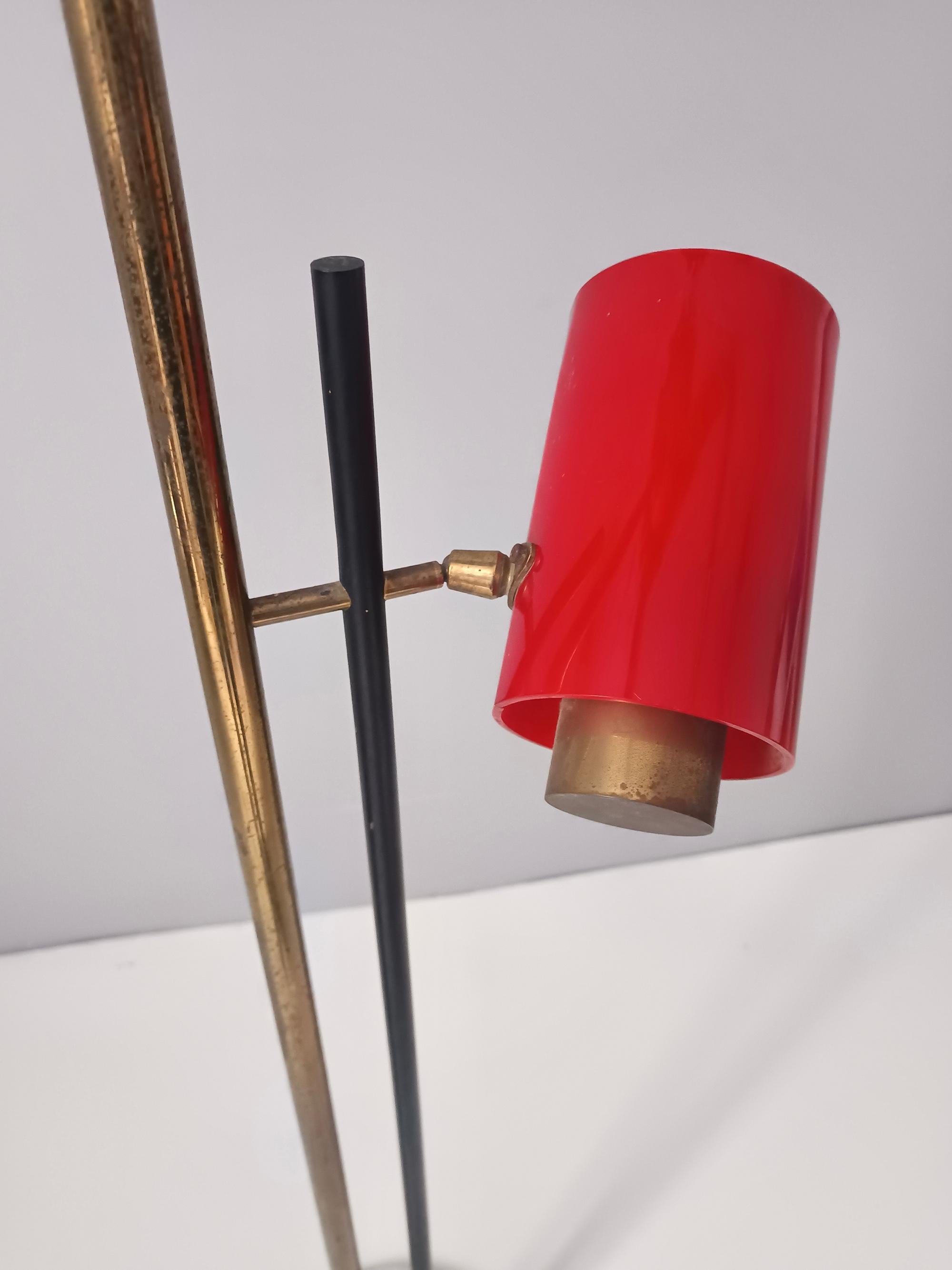 Rare Experimental Brass, Aluminum, and Glass Floor Lamp by Arredoluce, Italy For Sale 4