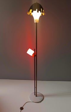 Rare Experimental Brass, Aluminum, and Glass Floor Lamp by Arredoluce, Italy