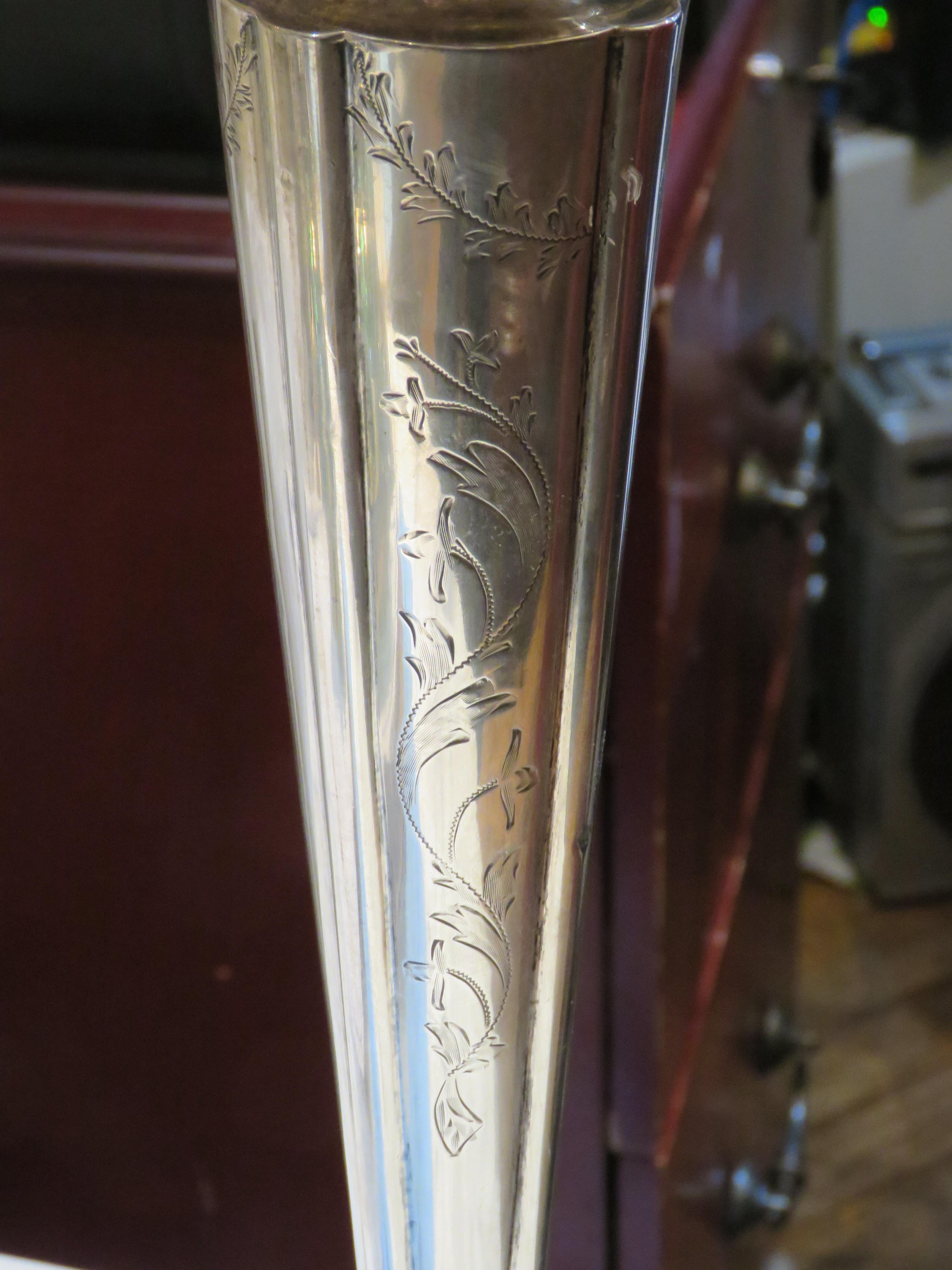 The Following Item we are offering is a Rare Monumental 19th Century Large Sterling Silver Vase having fine scrolling detail. Stamped Sterling on bottom. Taken out of a Several Million Dollar New York City Private Collection!!! A Rare