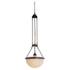 Rare & Exquisite Large Two Part "MOONSTONE" Plafonnier Pendant Light