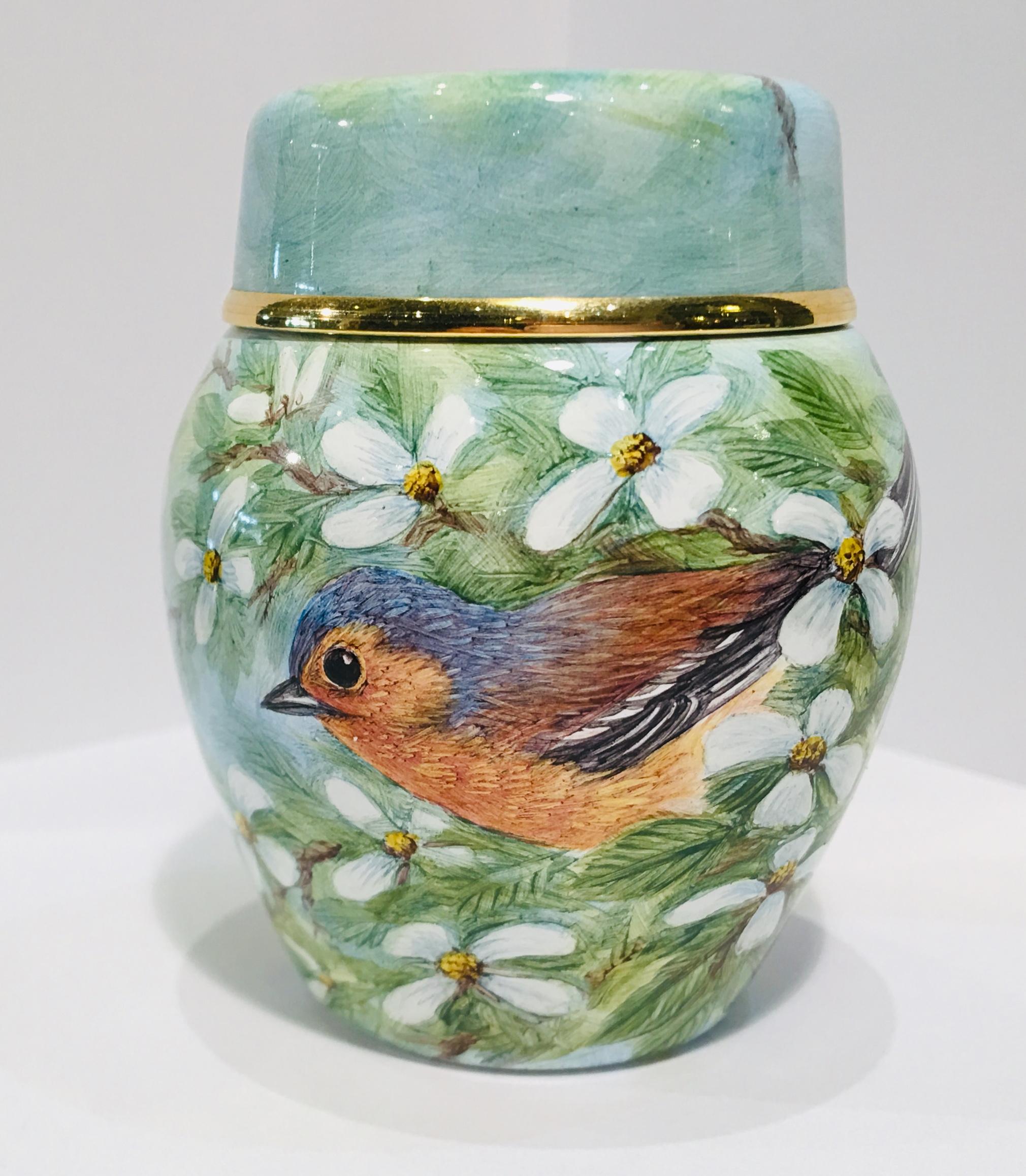 Rare Exquisite Moorcroft Enamel and Gold Limited Edition Miniature Ginger Jar In Excellent Condition In Tustin, CA