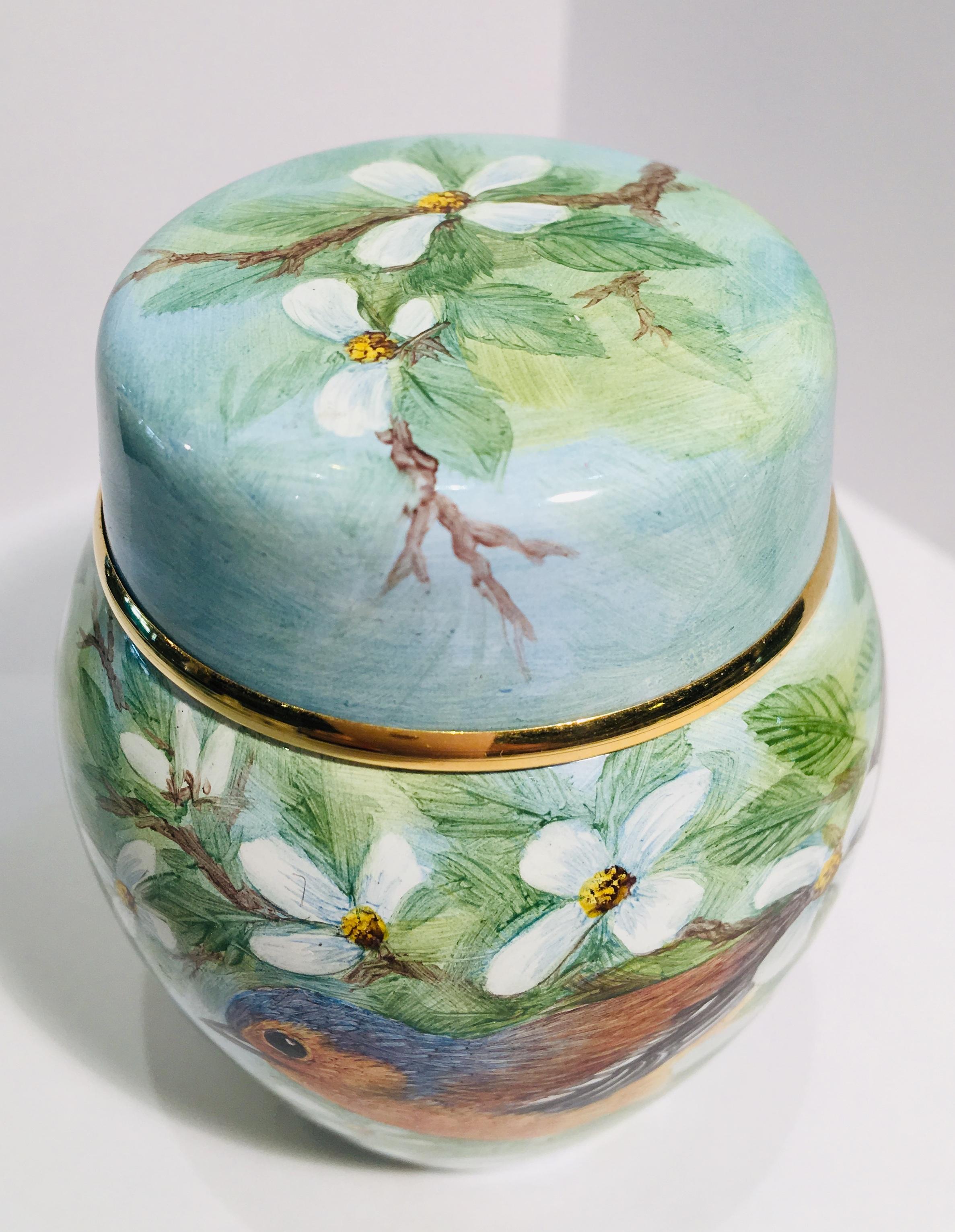 Rare Exquisite Moorcroft Enamel and Gold Limited Edition Miniature Ginger Jar 1