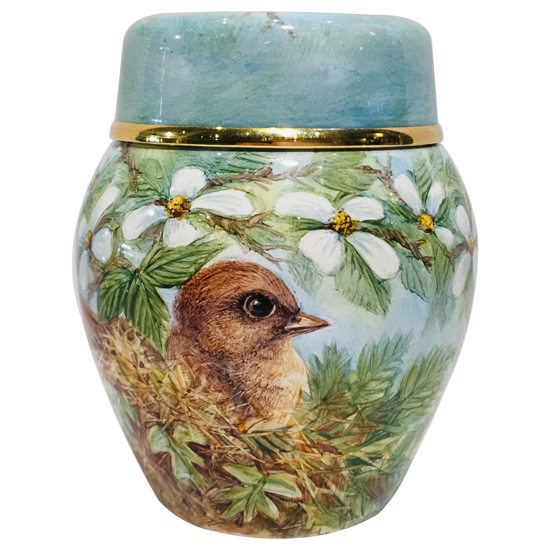Rare Exquisite Moorcroft Enamel and Gold Limited Edition Miniature Ginger Jar