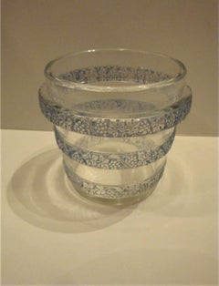 Rare Exquisite Original 1930s R Lalique Blue White Tiered Vase Grapes Clusters