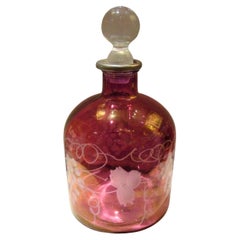 Raro decantatore di vino cognac whisky in vetro acidato francese Paris Cranberry