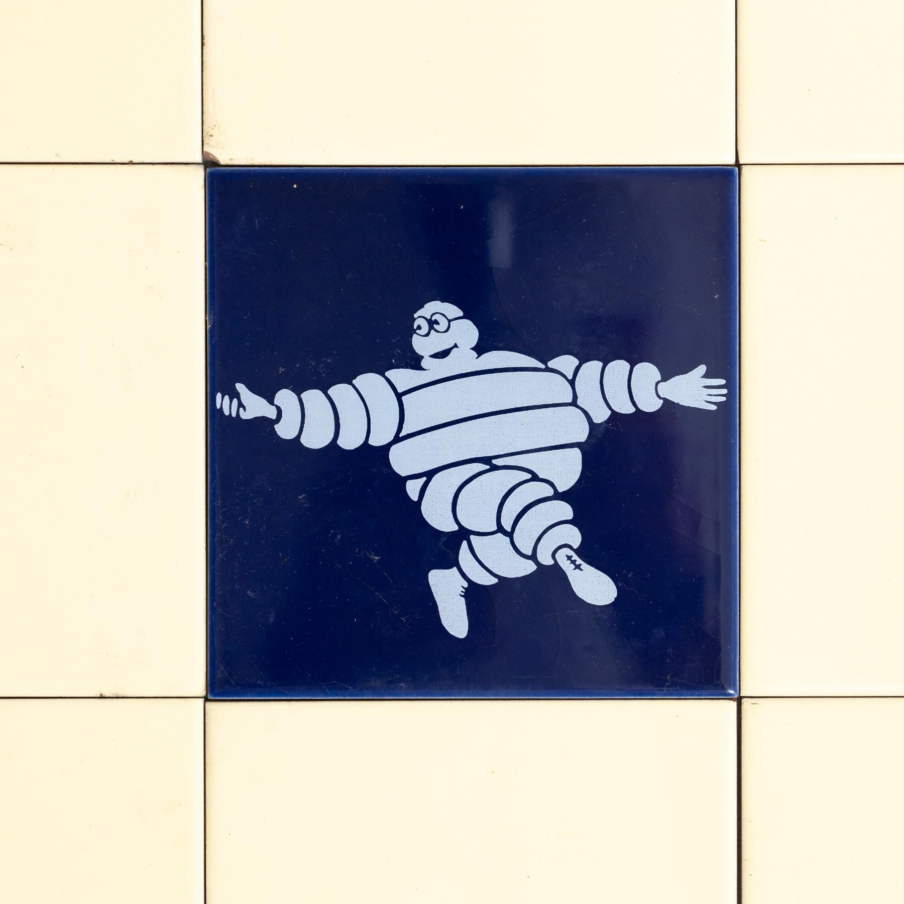 Ceramic Rare Extra Extra Large Set of Vintage Michelin Man Tiles, circa 1960 For Sale