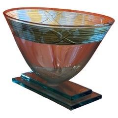 Rare Extra Large Art Glass Pedestal Bowl by Guenther & Luna, 1980s Rare Extra Large Art Glass Pedestal Bowl by Guenther & Luna, 1980s