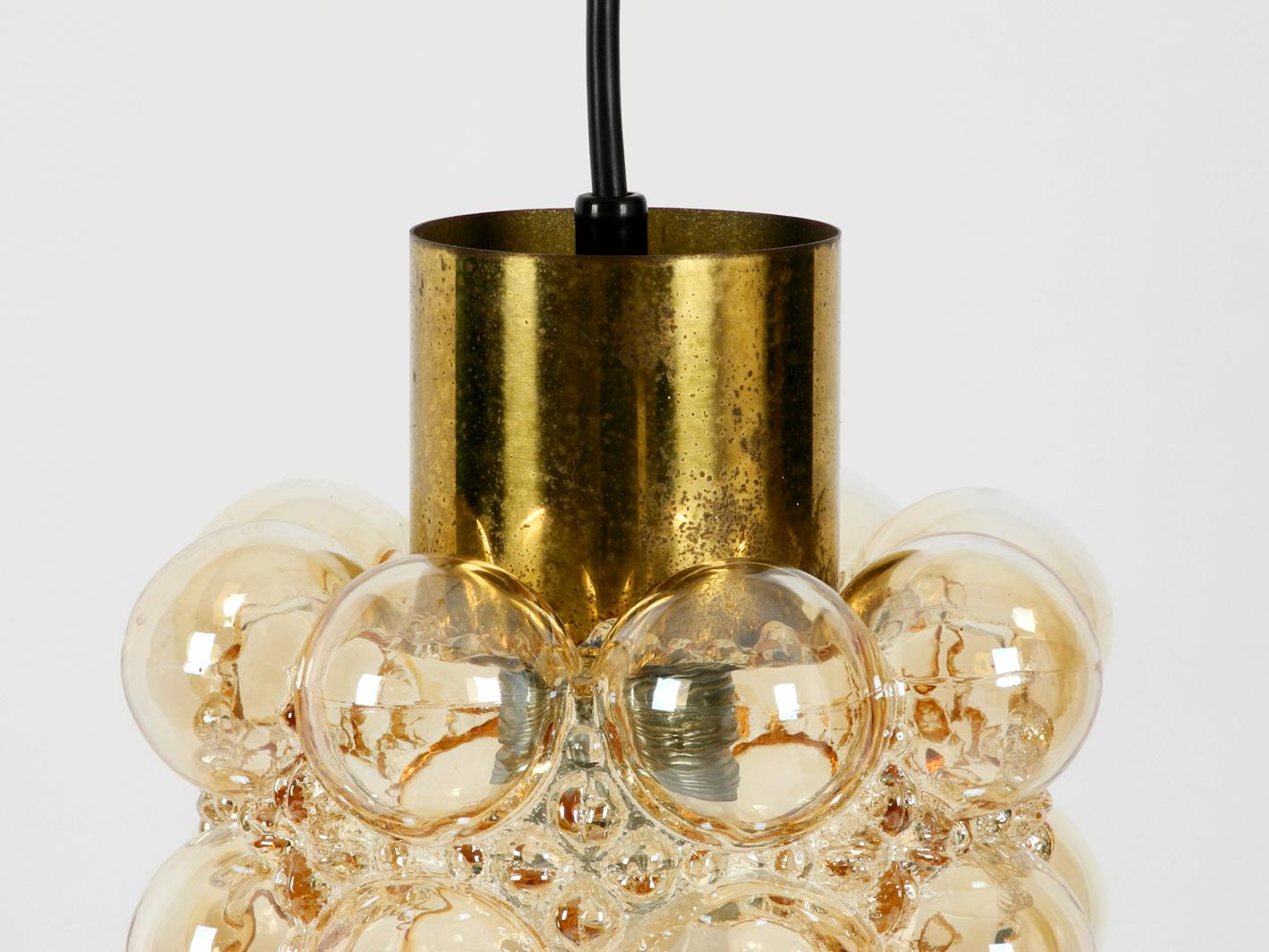 Mid-20th Century Rare Extra Large Limburg Brass Glass Bubble Pendant Lamp Design Helena Tynell