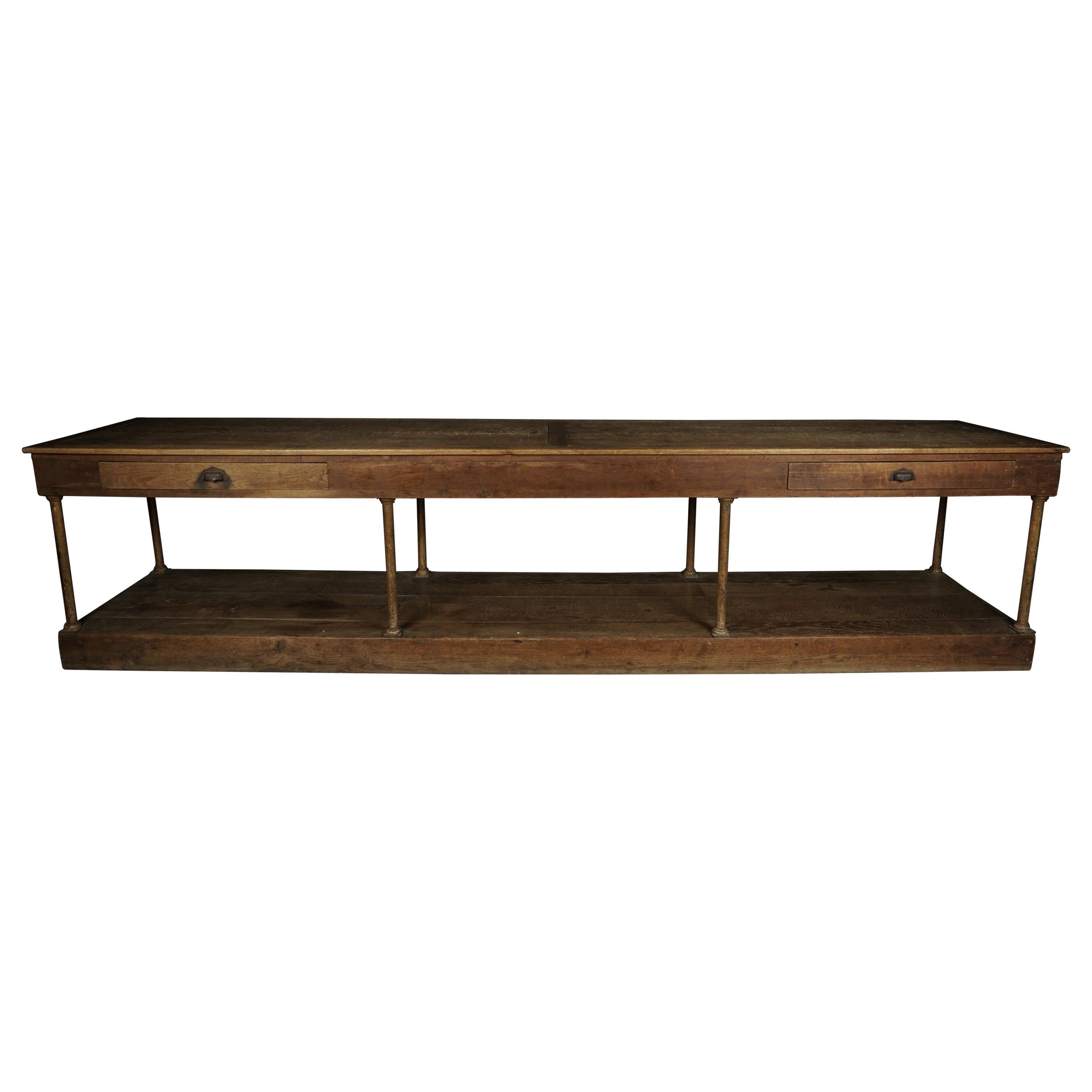Rare Extra Large Oak Console from France, circa 1900