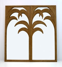 Rare Extra Large Rattan Bamboo Mirror by Vivai del Sud Roma, 1970s