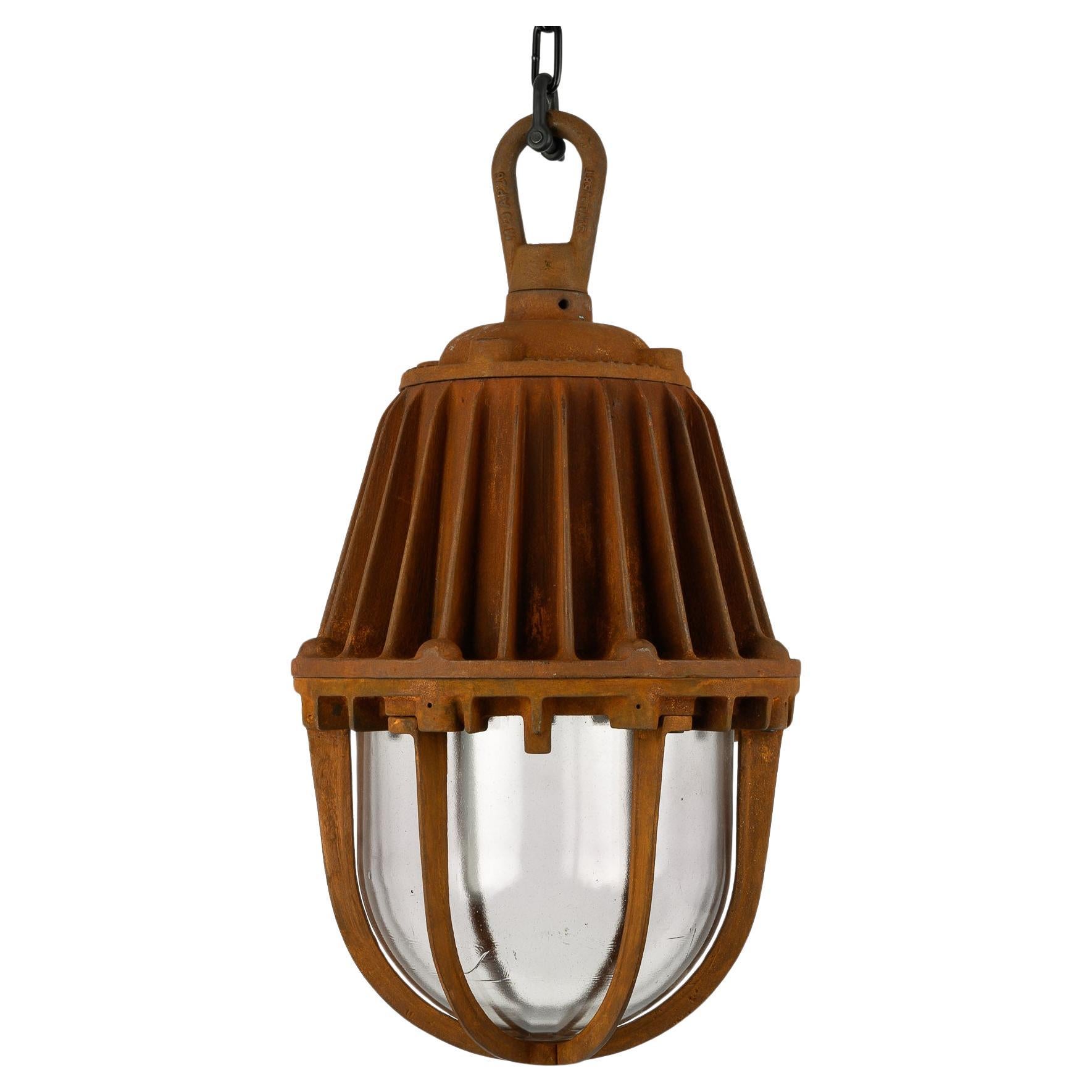 Rare Extra Large Revo Tipton Cast Iron Explosion Proof Industrial Pendant Lights