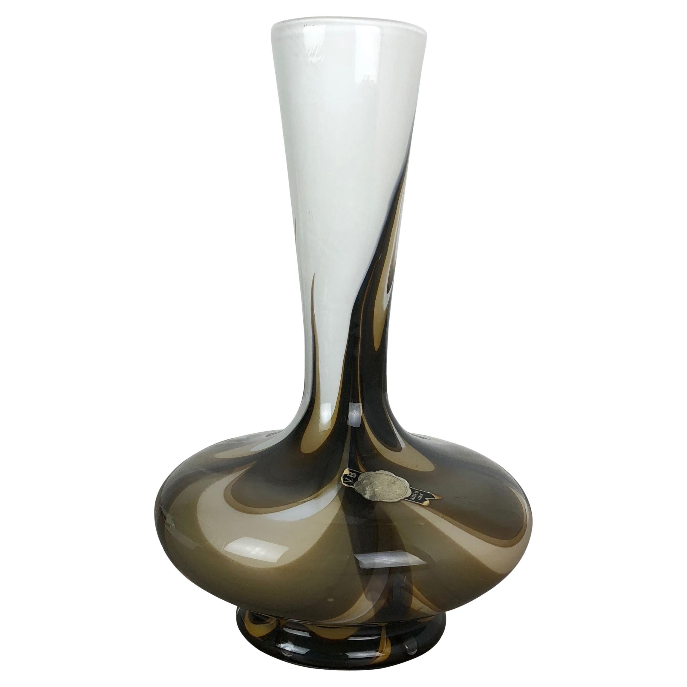 Rare Extra Large Vintage Pop Art Opaline Florence Glass Vase Design, Italy 1970s For Sale