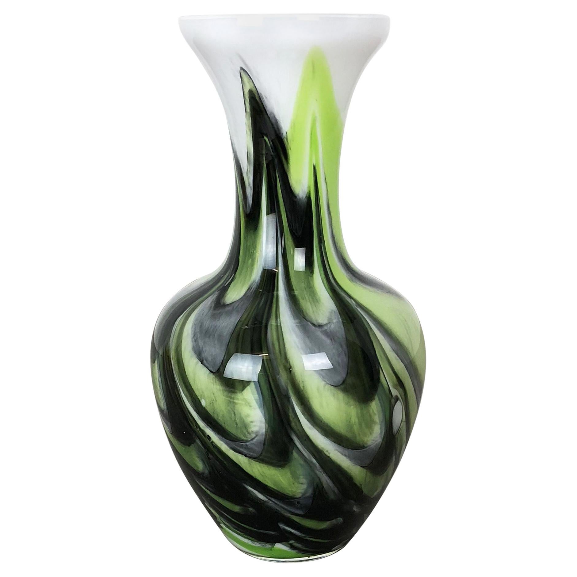 Très grand et rare vase Pop Art vintage en verre de Florence en opaline, Italie, années 1970