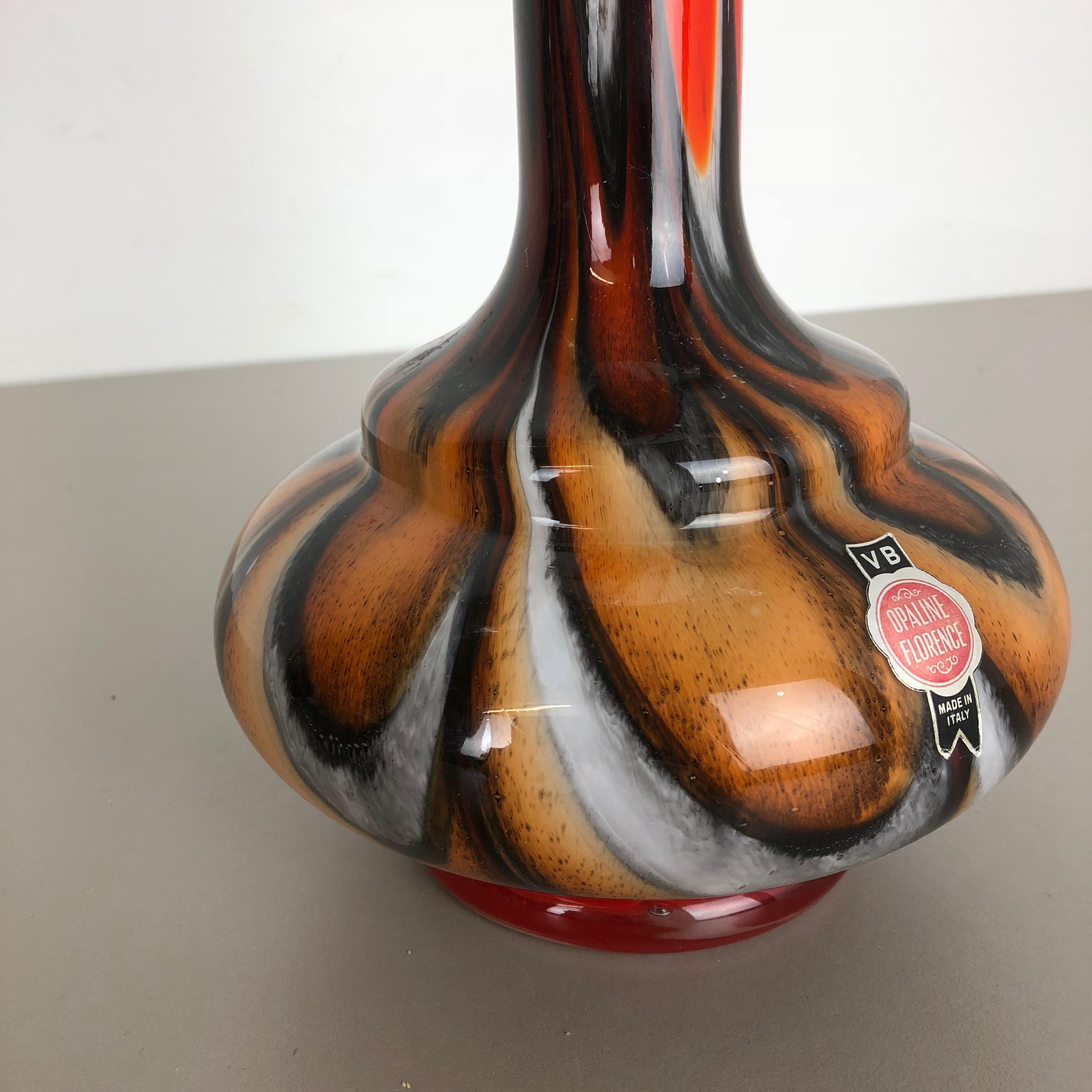 Mid-Century Modern Rare Extra Large Vintage Pop Art Opaline Florence Glass Vase Design, Italy For Sale
