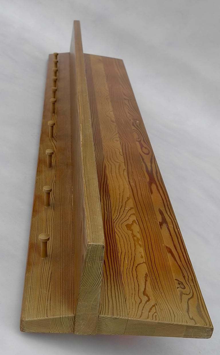 Rare Extra Large Wall Mounted Coat Rack in Solid Pine by Jakob Kielland