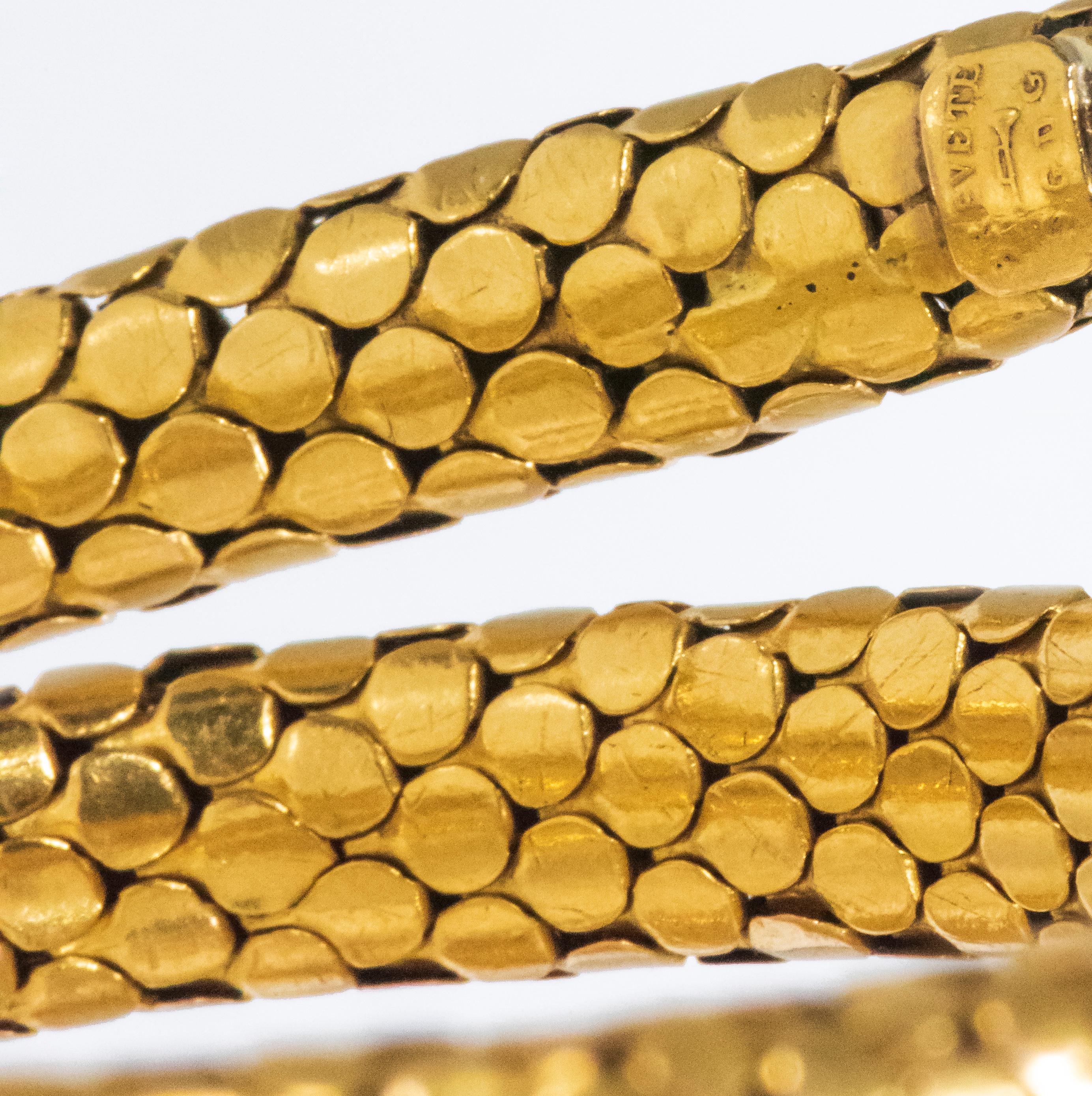Women's or Men's Rare Extra Long 7 Coil French 1880s Victorian 18kt Gold Anaconda Snake Bracelet