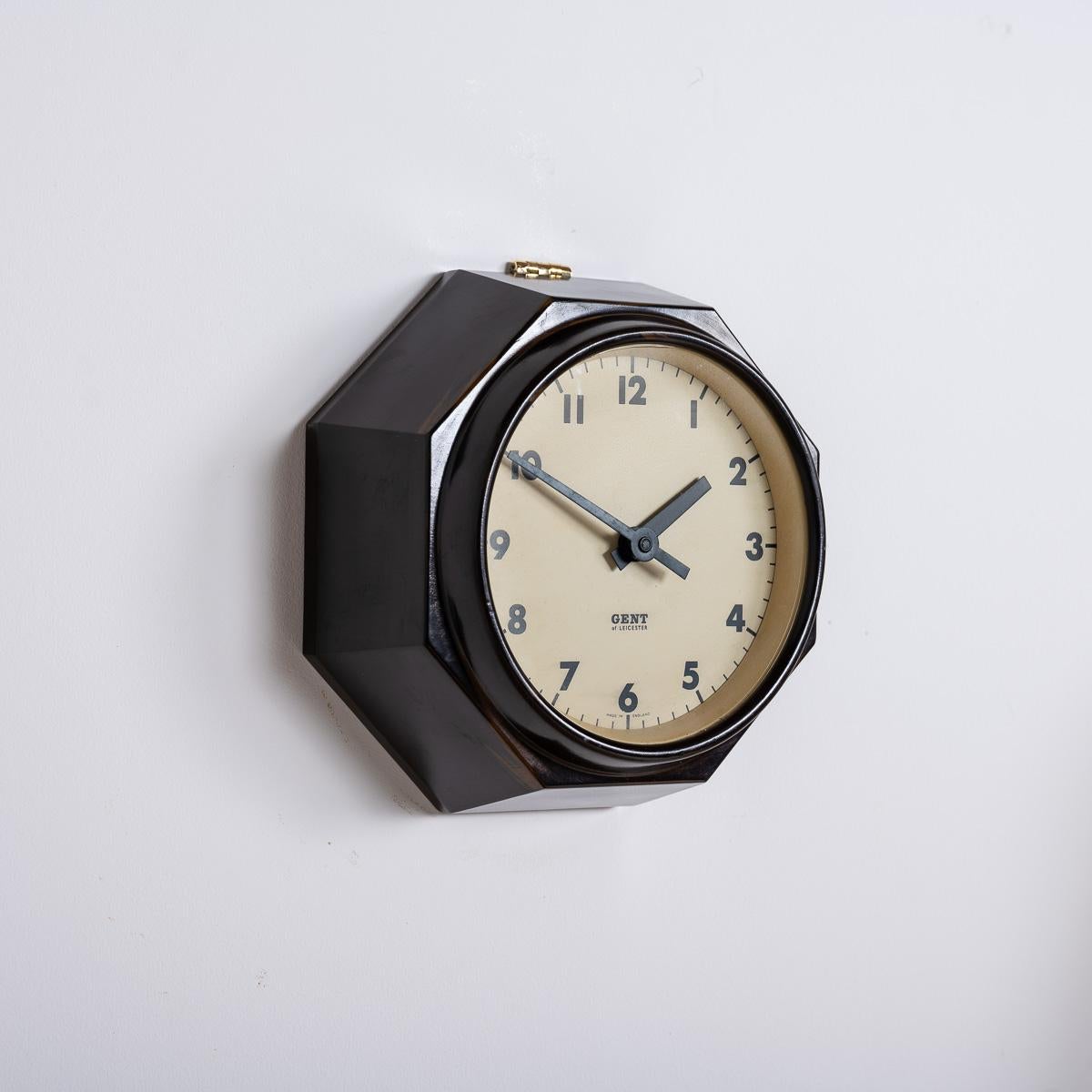 Rare Extra Small Octagonal Bakelite Wall Clock by Gent of Leicester For Sale 1