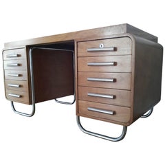 Rare et extraordinaire écritoire ou bureau Bauhaus en chrome