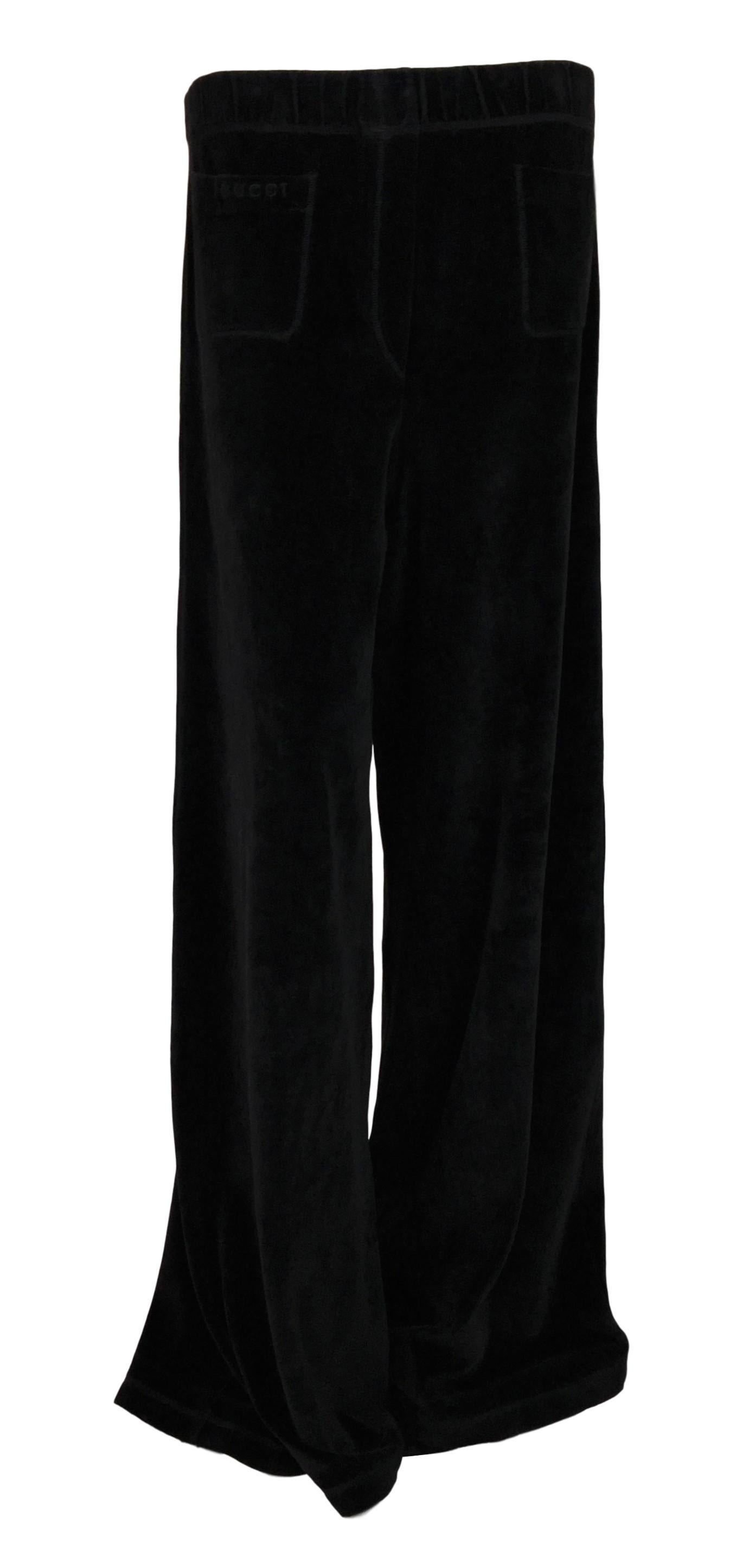 RARE F/W 1994 Gucci Tom Ford Black Velvet Baggy Jumpsuit Sweatshirt Pants In Good Condition In Yukon, OK