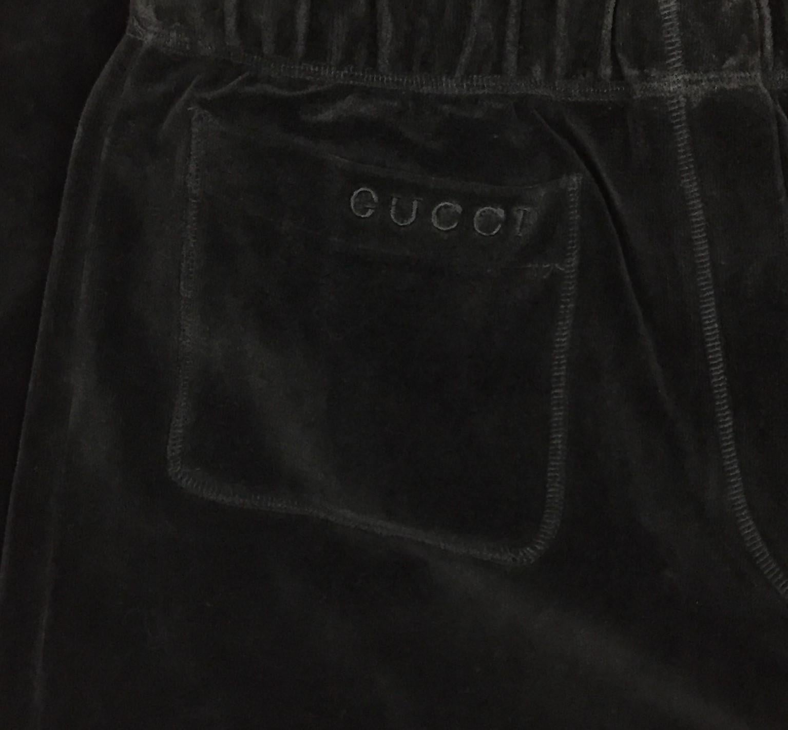 RARE F/W 1994 Gucci Tom Ford Black Velvet Baggy Jumpsuit Sweatshirt ...