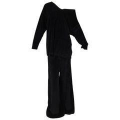 RARE F/W 1994 Gucci Tom Ford Black Velvet Baggy Jumpsuit Sweatshirt Pants