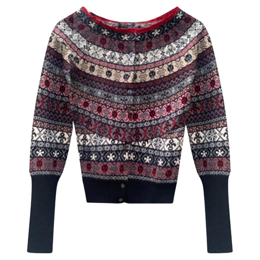 Rare F/W 2005 Alexander McQueen Pull / cardigan en laine bouillie Isle Of You