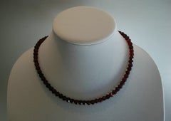 Rare Faceted Baltic Cherry Amber Necklace - 14K Gold Clasp - E.U. - Circa 1970's