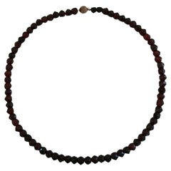 Rare Faceted Baltic Cherry Amber Necklace - 14K Gold Clasp - E.U. - Circa 1970's