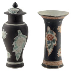 Rare Famille Noire Vases, Qing Dynasty, Yongzheng Era