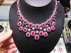 Seltene Fancy 18KT Gold Estate 75CT Wunderschöne Fancy glitzernde Rubin-Diamant-Halskette