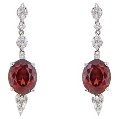 Rare Fancy Garnet and Diamond Earrings 16 Carats Total 18k White Gold