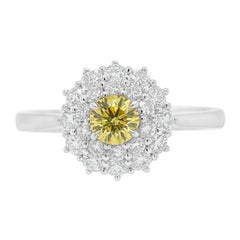 Seltener Fancy Vivid Yellow-Diamant, dekoriert mit weißen Diamanten