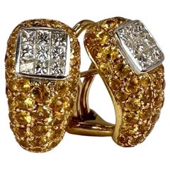 RARE Fancy gelbe Diamant-Ohrringe pave Diamant-Ohrringe 18KT Gelbgold Omega