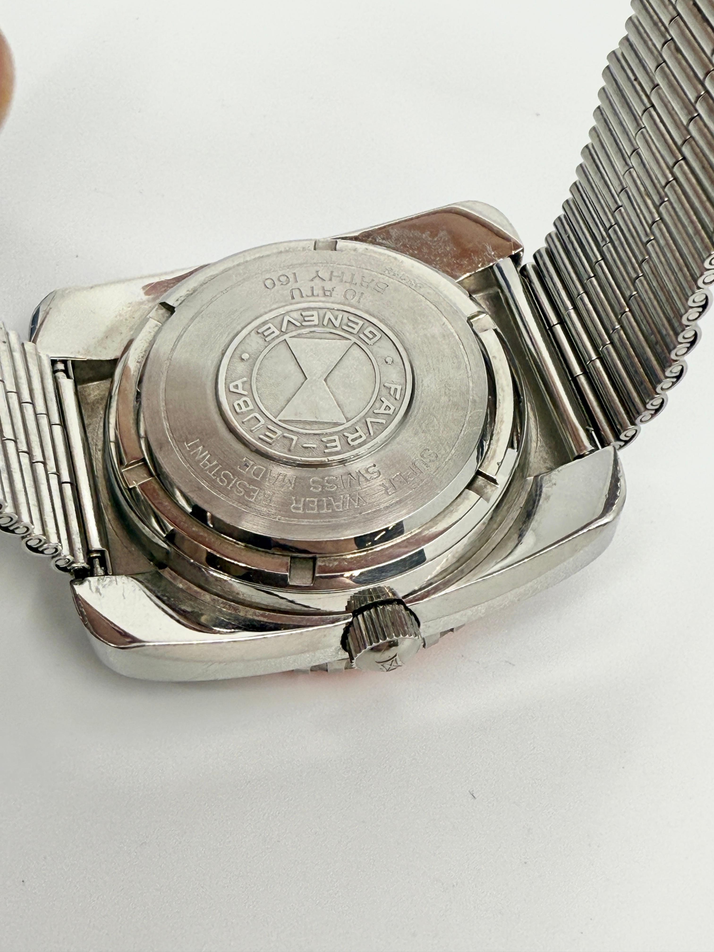 Rare montre de plongée Favre Leuba Bathy 160 US Divers Aqualung avec cadran et lunette orange en vente 2