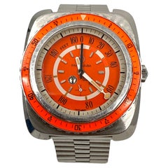 Rare montre de plongée Favre Leuba Bathy 160 US Divers Aqualung avec cadran et lunette orange