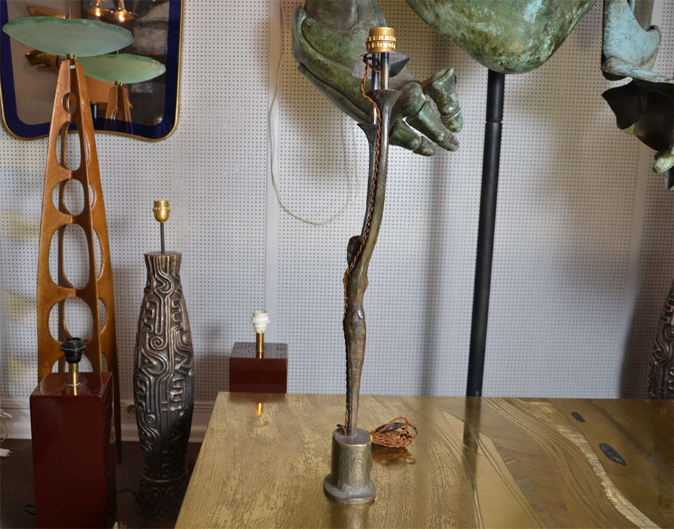 French Rare Felix Agostini Table Lamp For Sale