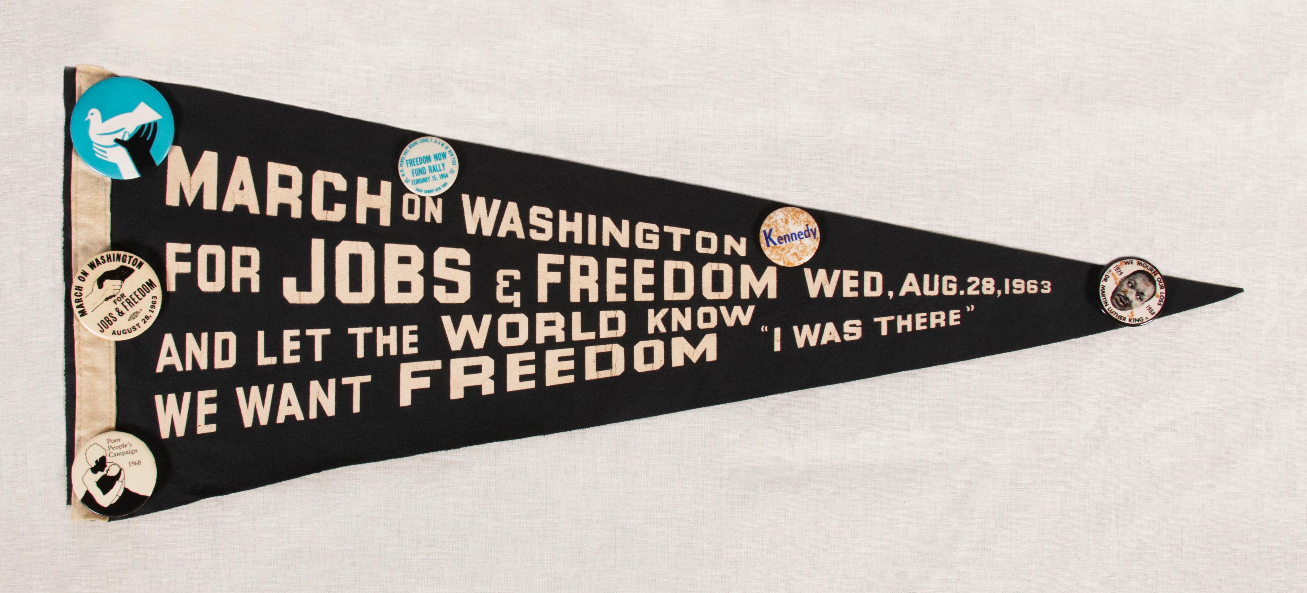 Rare felt pennant from the march on Washington, august 28, 1963, when martin Luther king delivered his historic 