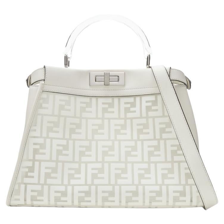 rare FENDI 2019 Limited Peekaboo FF Zucca clear PVC monogram perspex handle bag For Sale