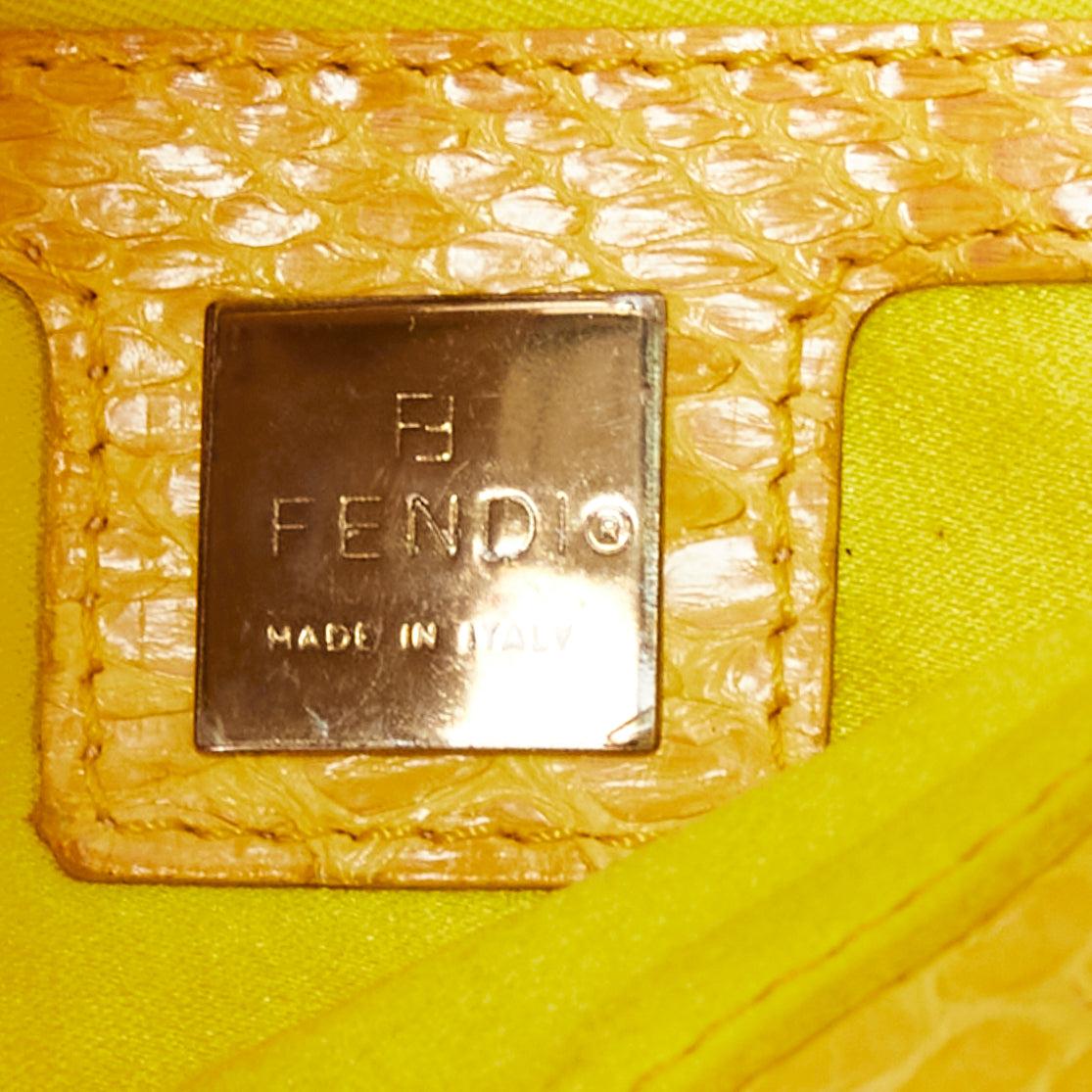 rare FENDI Baguette neon yellow sequin scaled leather FF buckle shoulder bag 6