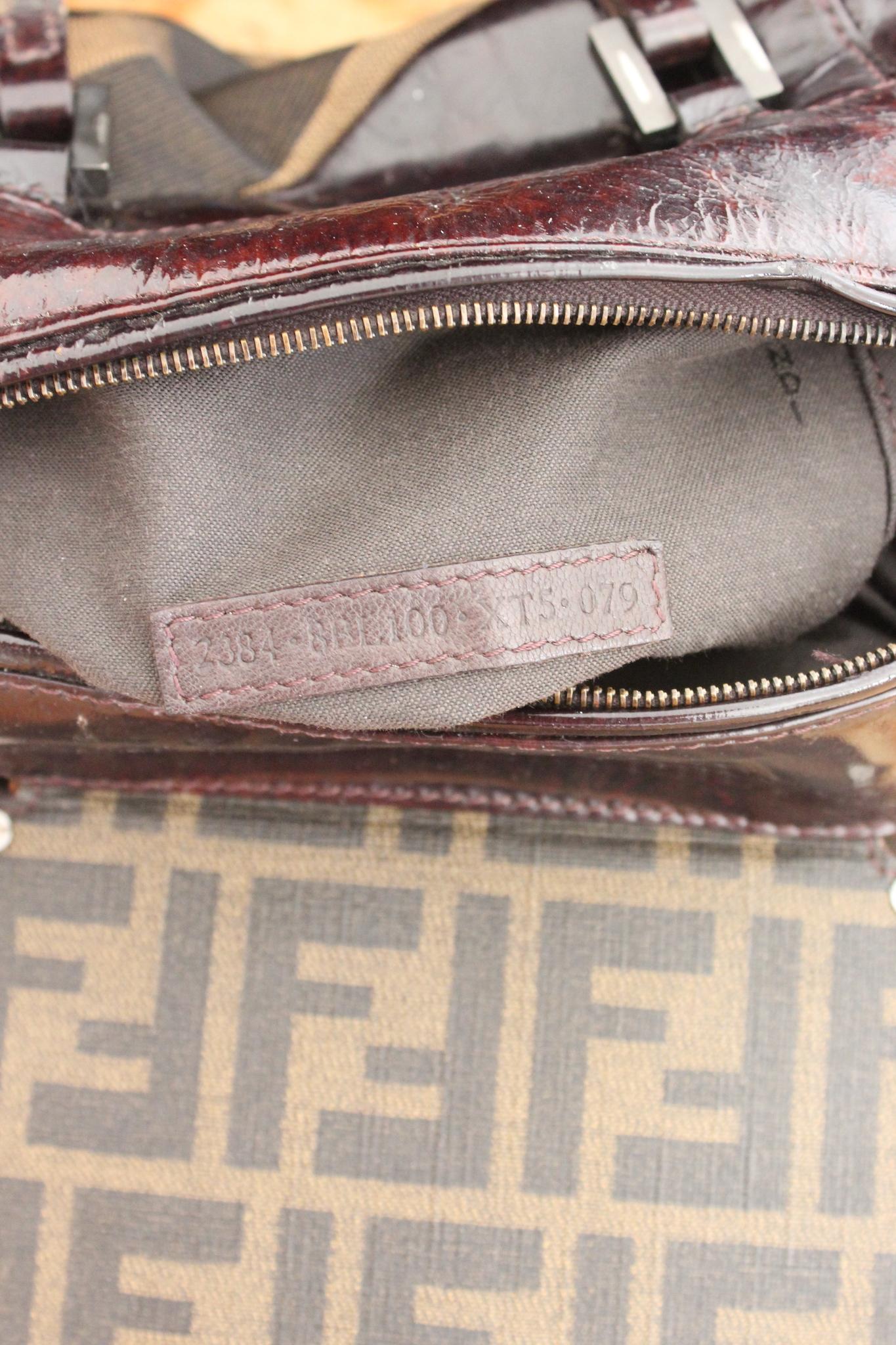 Rare Fendi Brown Leather Monogram Zucca To You Bag 1990s 7