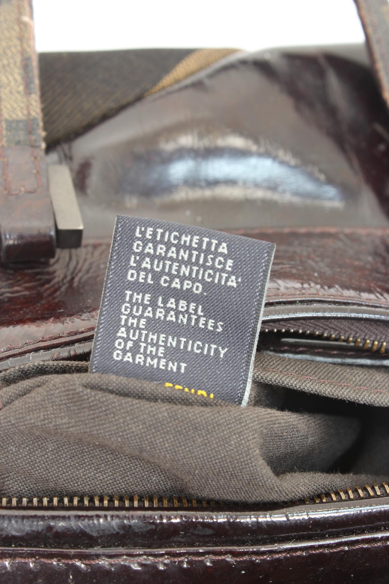 Rare Fendi Brown Leather Monogram Zucca To You Bag 1990s 8