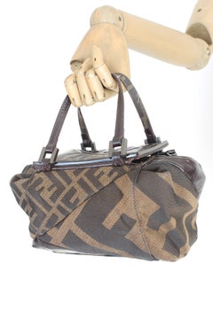 Rare Fendi Brown Leather Monogram Zucca To You Bag 1990s