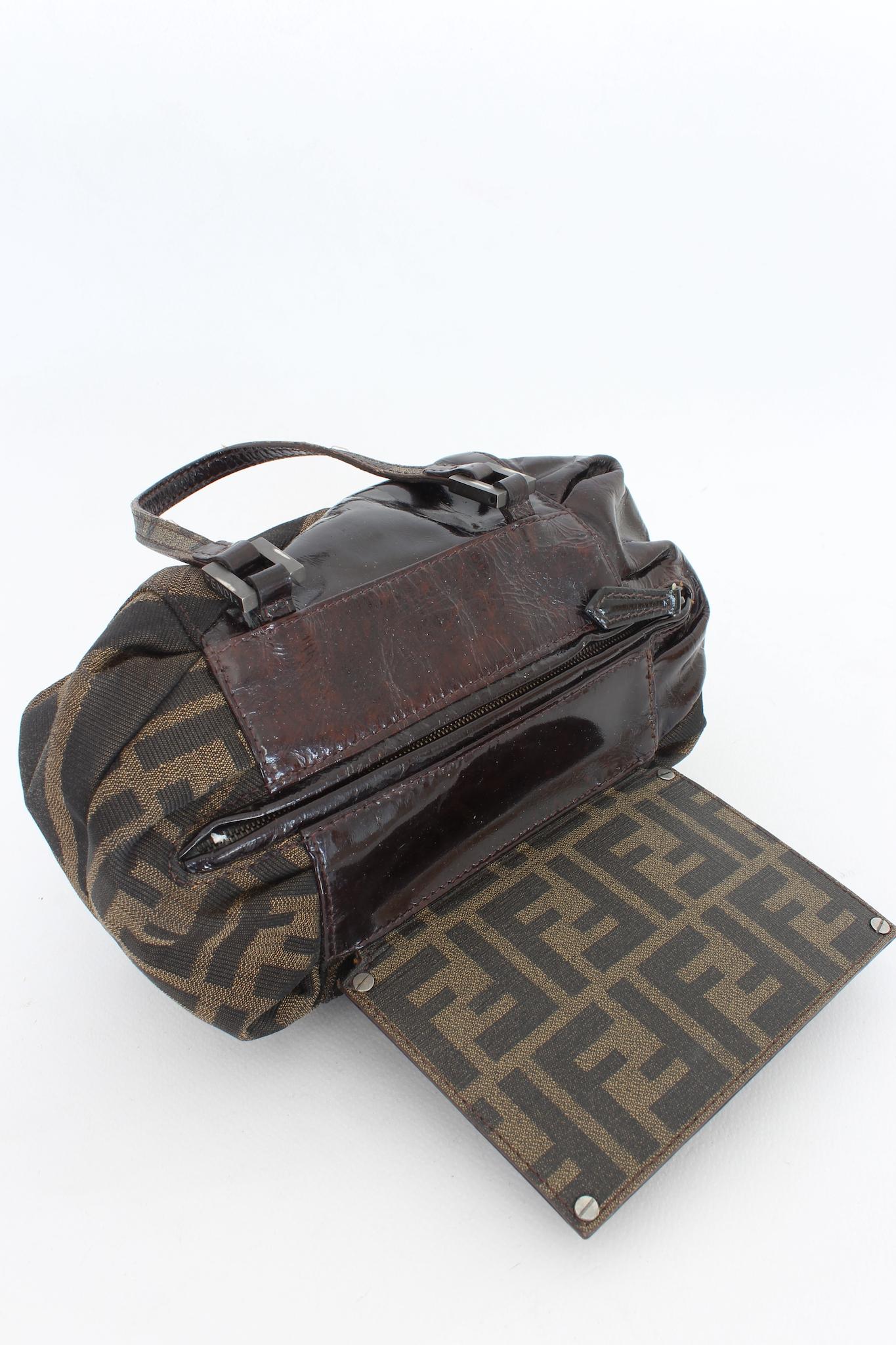 Rare Fendi Brown Leather Monogram Zucca To You Bag 1990s 4