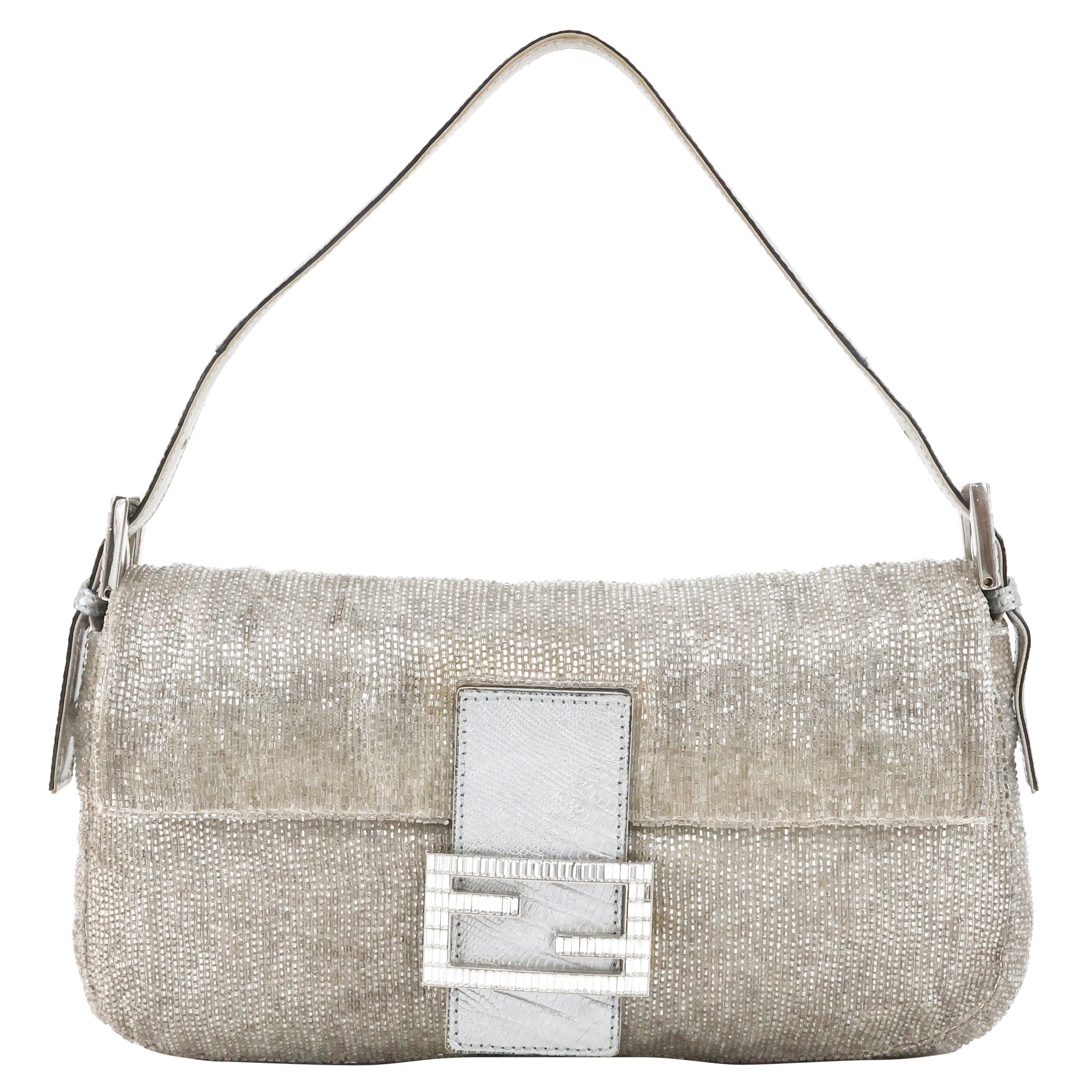 Rare Fendi Crystal Embellished Baguette with Lizard Leather